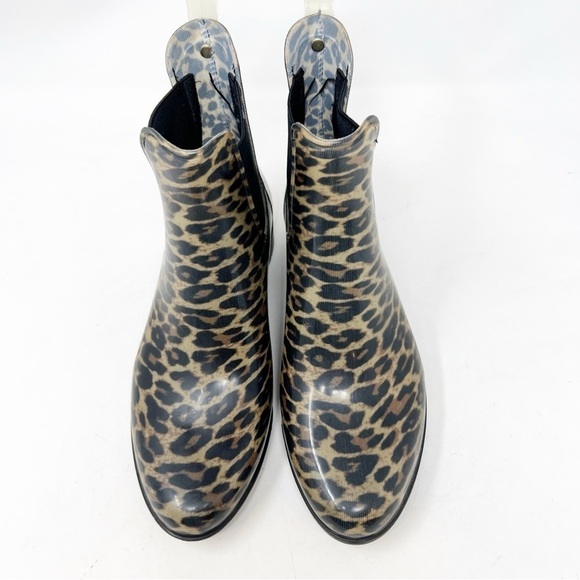 SAM EDELMAN TINSLEY RUBBER LEOPARD RAIN CHELSEA BOOTIES WOMENS SZ 7 - Picture 3 of 9